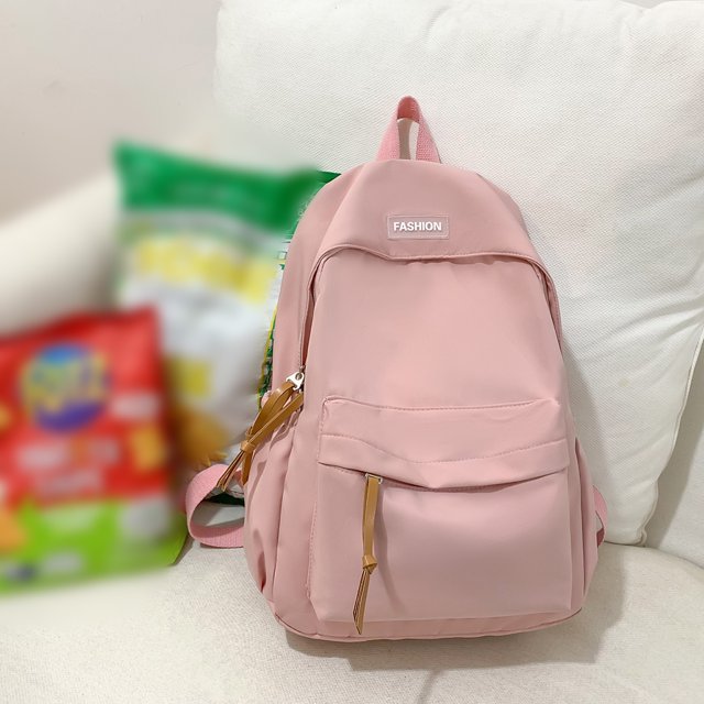 Bolso De Hombro Mochila De Moda De Nylon Bolso De Compras De Color Sólido De Gran Capacidad De Color Caramelo Informal