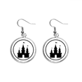thumbnail image 1 of Parque de diversiones castillo negro silueta Pendientes pendientes de plata colgantes joyas señora Unbranded M, 1 of 3