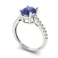 thumbnail image 2 of Clara Pucci 14K White Gold Solid Gold Tanzanite Solitaire with Accents Anniversary Ring for Women - 2.21 cttw Oval Cut, 2 of 7