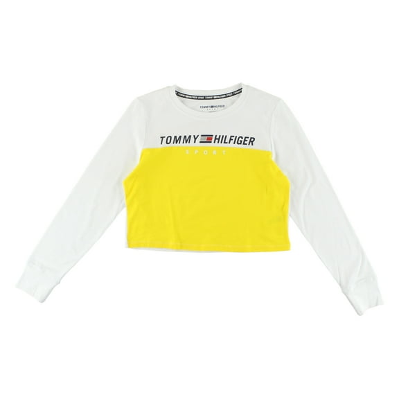 Tommy Hilfiger Logo Womens Active Shirts & Tees Size M, Color: Yellow/White