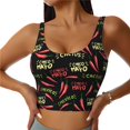 thumbnail image 2 of Lsque Red Chili Printed Women'S Sports Bra, Compression, Moisture Wicking, High-Impact Sports Bra For Women,Supportive sports bra-XX-Large, 2 of 9