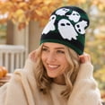 thumbnail image 5 of Voska Funny Halloween Pumpkin Skull Jacquard Knitted Pullover Hat Warm Woolen Festival Beanie for Autumn and Winter D One Size, 5 of 7