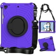 thumbnail image 2 of Dteck Kids Case for iPad 9th 8th 7th Generation 10.2 inch,Shockproof EVA Case 360° Rotating Stand Hand Grip Kids Friendly Cover with Shoulder Strap for iPad 10.2" 2021/2020/2019,Purple, 2 of 8