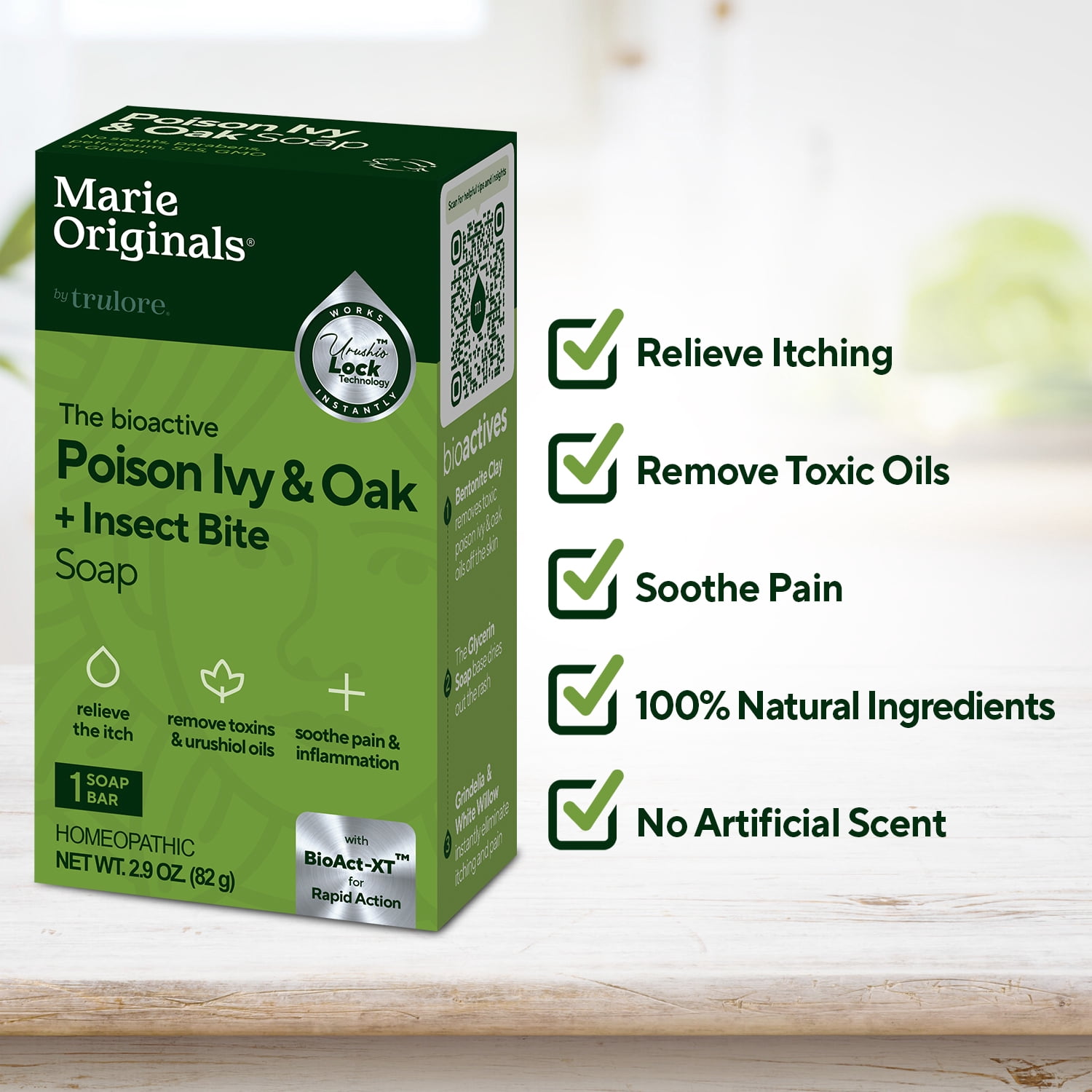 Marie Originals Poison Ivy & Oak Soap Bar | Natural Anti-Itch Cleanser for Poison Ivy, Sumac & Insect Bites | 2.9 oz
