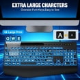 thumbnail image 2 of Large Print Wired Backlit Keyboard with 7-Color Backlight, Wrist Rest, Phone Holder, Oversized Keys, USB Plug & Play for PC Laptop Desktop Windows, Black, 2 of 9