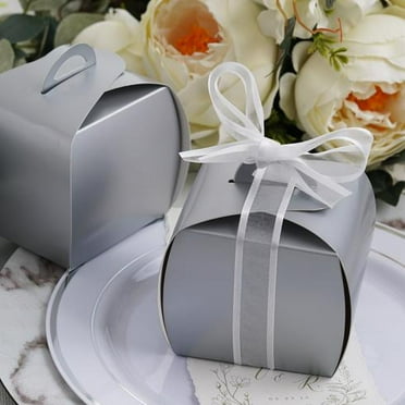 Efavormart 25 Pack Candy Shape White Party Favor Boxes with Satin Ribbons Card Stock Gift Boxes ...