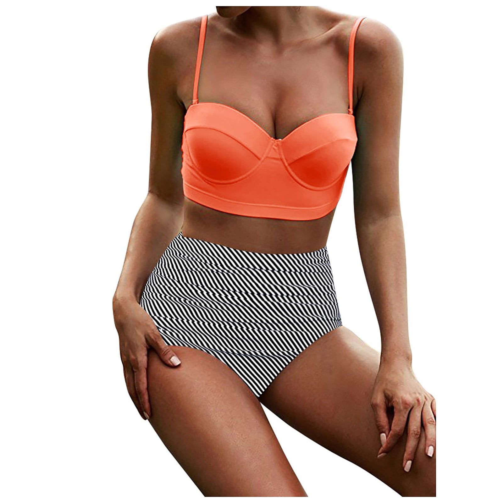 TKing Fashion Womens Two Piece Bikini Swimsuits High Waisted Halter