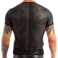 thumbnail image 4 of TSSOE Men's Mesh See Through Fitted Short Sleeve Muscle Top Black XXXL, 4 of 7