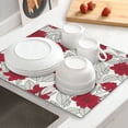 thumbnail image 6 of Uemuo Leaves And Anemone Flowers In Red Grey Pattern Dish Drying Mat,16*18 inch Absorbent Dish Drainer Kitchen Counter,Large Size Dish Drying Pad for Countertops,Sinks,Draining Racks, 6 of 6