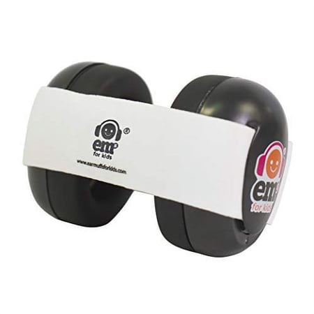 Ems for Kids Baby Earmuffs - White on BLACK