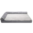 thumbnail image 3 of FurHaven Wave Fur & Velvet Memory Foam Deluxe L-Chaise Pet Bed for Dogs & Cats - Granite Gray, Jumbo, 3 of 12