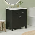 thumbnail image 2 of MAYEERTY 30" Bathroom Vanity - Ceramic Sink, Black Cabinet (2 Doors + Shelf), Soft-Close Doors, 2 of 8