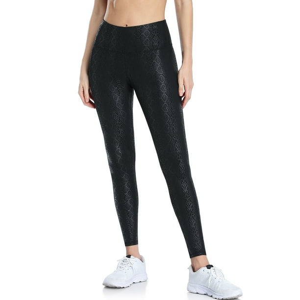 BeautyIn Women's Faux Leather Leggings Leopard Print Tummy Control Athletic  Workout Yoga Pants
