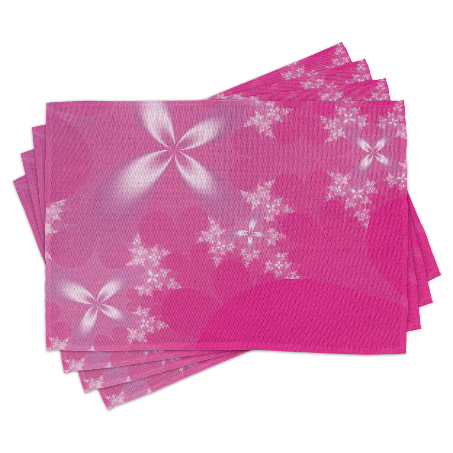Hot Pink Placemats Set of 4 Vibrant Floral Arrangement on an Abstract