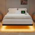 thumbnail image 6 of Honfach Full Size Floating Bed Frame with Led Lights and Charging Station, Metal Bed Frame with Heavy Duty Steel Slats Supports, Black, 6 of 9