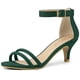 thumbnail image 1 of Sandalias De Correa De Tobillo Zapatos Tacón Bajo De Aguja Para Mujeres Verde 36, 1 of 6