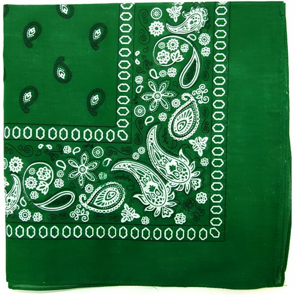 TELOLY 12 Pack Premium Cotton Head Wrap Scarf Bandana Multiple Colors 22" X 22" (Dark Green, 100% Cotton)