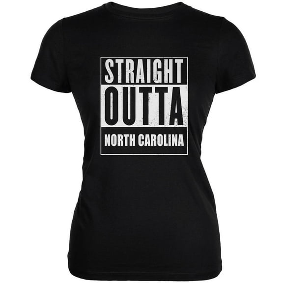 Straight Outta North Carolina Black Juniors Soft T-Shirt - Small