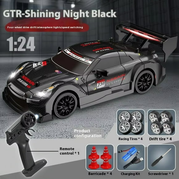 AIGIA 1:24 Scale RC Drift Car 4WD 2.4GHz 30KM/H High Speed Racing Sport Toy Car with LED Lights Racing and Drift Wheels(1/2 Pack)