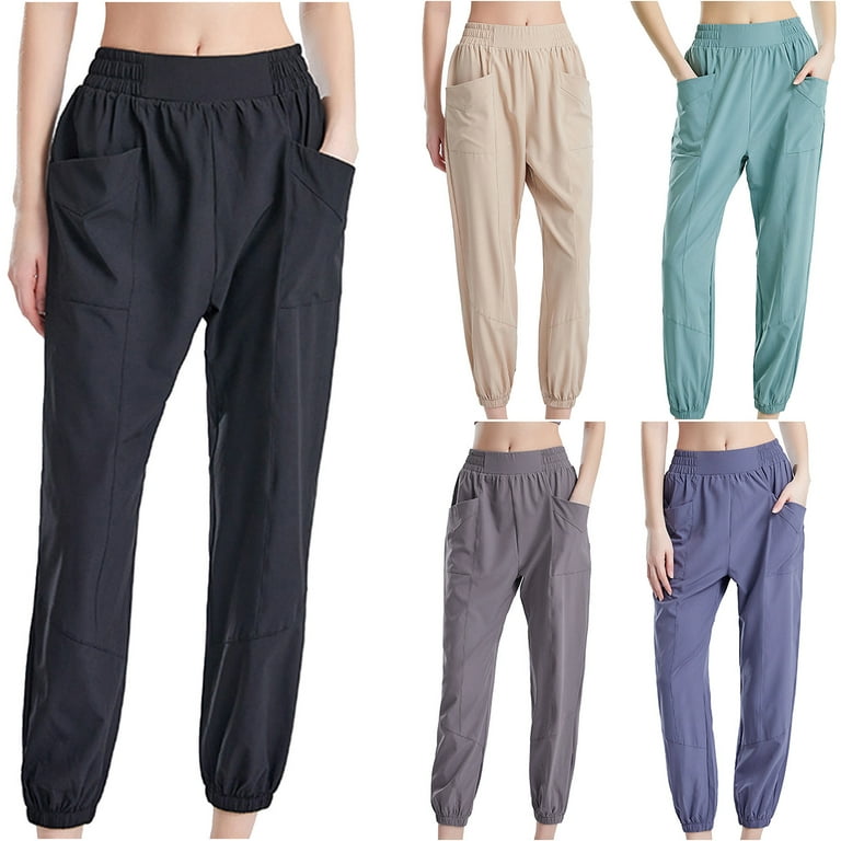 Women Yoga Gym Loose Pants Fitness Running Breathable Trousers Workout  Clothes Sportspants Elastic Waist Pant With Pockets