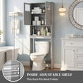 thumbnail image 6 of Hassch 66.9"H Over-Toilet Storage Tower Cabinet with 2 Doors, Modern Minimalist Freestanding Bathroom Organizer for Laundry Room or Restroom, Narrow Floor Space Saver, Gray, 6 of 10