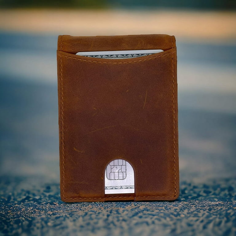 Genuine Leather Wallet with AirTag Holder | RFID Blocking, Money