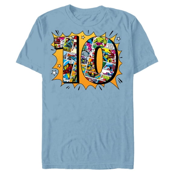 Marvel Avengers Comics 10th Birthday - Short Sleeve Blended T-Shirt for Adults - Customized-Ocean Blue