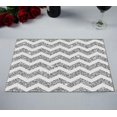 thumbnail image 2 of ABPHQTO Mantel individual Chevron brillante con purpurina plateada y textura blanca 30x45 cm Juego de 2 manteles individuales de mesa, 2 of 2
