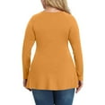 thumbnail image 4 of Plus Size V Neck Long Sleeve Tops for Women Solid Color Casual Pleated T-shirt Spring Autumn Lightweight Blouse,Female Plus Size Slim Fit Pullover Tops,L-5XL, 4 of 5