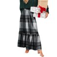 thumbnail image 5 of Women Skirts Plaid Ruffled Maxi Skirt Holiday High Waist Long Skirt Ladies Versatile Pleated Skirt, 5 of 6