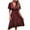 Wine, variant on Bigersell Womens Summer Midi Dress Wrap V-Neck Short Sleeve Casual Loose Button-Down Dress with Belt Pleated A-Line Cocktail Party Swing Sundress Business Dresses, Black XL