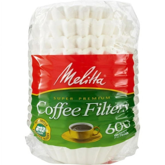 Melitta Super Premium Basket-style Coffee Filter - Heavyweight, Tear Resistant, Disposable - 600 / Pack - White | Bundle of 2 Packs