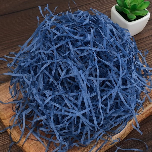 Xiao Hua Papel triturado de seda Lafite Grass de 100 g para envolver regalos, cestas, cumpleaños, bodas, Navidad, Acción de Gracias y Día de la Madre (azul oscuro)