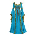thumbnail image 1 of Womens Halloween Costumes 2024 Cosplay Gothic Dresses Women's Gothic Ruffle Bell Sleeve Corset Halloween Costume Plus Size Dress Off Shoulder Graphic Print Necklace Trim Dress, 1 of 6