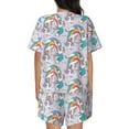 thumbnail image 3 of Naloa Unicorn DoingYoga Women's Short-Sleeved Pajama Set, Loungewear, Summer pajamas, Breathable Cozy - X-Large, 3 of 9