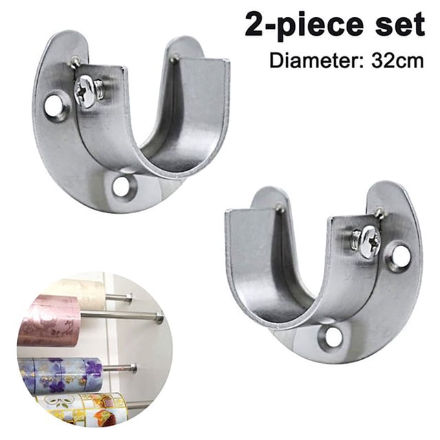 Support de Tringle de Rideau de Douche - 2 Pcs, 2 Pcs Supports d'Extrémité de Tringle de Garde-Robe Support de Tringle à Bride en U avec Vis pour Support de Garde-Robe Tringle de Rideau de Douche