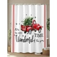 thumbnail image 4 of Christmas Small Stall Shower Curtain, Waterproof Shower Curtains for Bathroom, Xmas Truck Tree Snowflake Red Striped Washable Fabric Cloth Bath Curtain for Bathtub Decoration with Hooks 36x72 Inches, 4 of 6