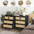 thumbnail image 3 of 6 Drawer Dresser for Bedroom, Rattan Dresser Drawer with Metal Handles, Modern Wooden Dresser Chest, 3 of 8