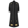 thumbnail image 3 of TiaoBug Men's Priest Robe Metallic Shiny Clergy Dress Pastor Preachers Cassock Worship Gown Church Outfit Black S, 3 of 7