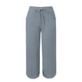 thumbnail image 4 of Pxiakgy Linen Pants for Women Casual Pants Elastic and Comfortable Fabric Pants Sports and Leisure Beach Comfy Casual Pants Lightweight Loose Trousers Summer Beach Vacation Outfits 2025 Grey M, 4 of 5