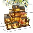 thumbnail image 3 of COSITTE 1:24 Japanese Courtyard DIY Wooden Dollhouse Kit with LED Lights & Furniture Decor, Miniature House Building Set for Crafts & Home Decor, 3 of 9