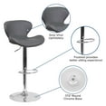 thumbnail image 2 of Contemporary Blue Fabric Adjustable Height Barstool with Curved Back and Chrome Base, 2 of 9