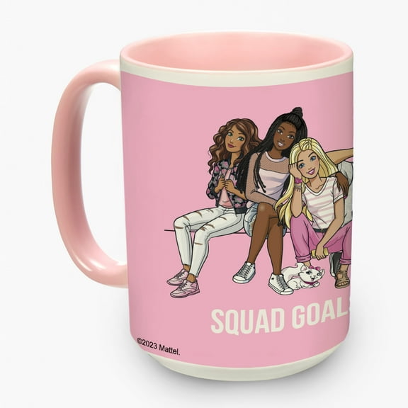 Personalized 15 oz Pink Barbie Mug, Squad Goals Barbie