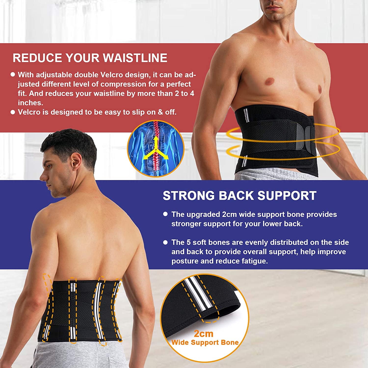 SCARBORO Corsetto Dimagrante Da Uomo Per Vita E Pancia, Shapewear In Nero, Taglie Comode Fino A 3XL