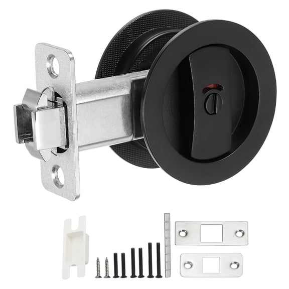 Uxcell Round Recessed Door Lock with Color Coded Indicators 2 3/8" Backset for 1 3/8 to 2 3/16 Thickness Door, Black