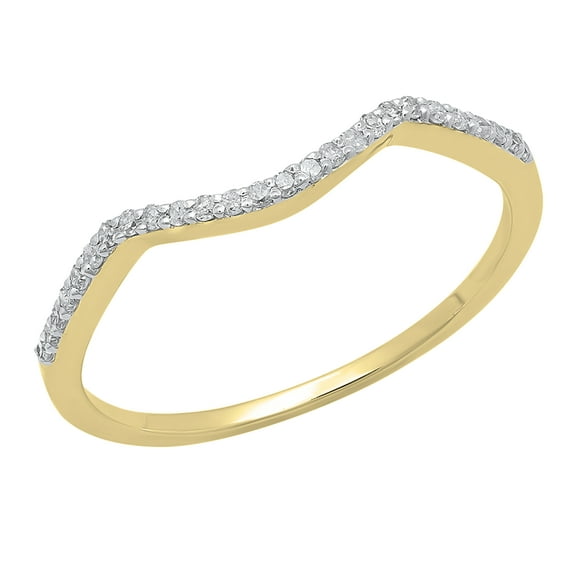 Dazzlingrock Collection 0.12 CT Round White Diamond Wedding Band for Her in 14K Yellow Gold, Size 4