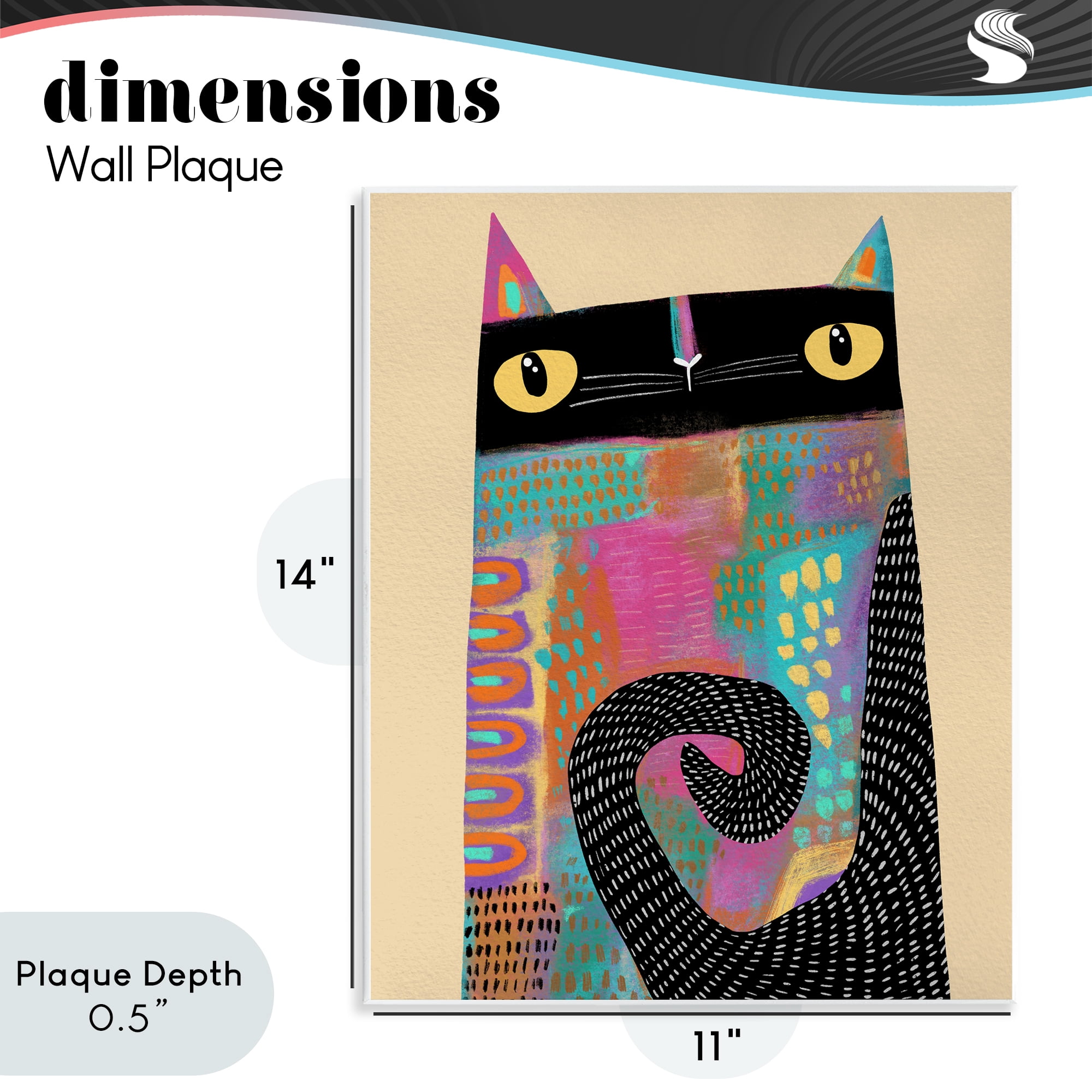 Stupell Industries Stylized Colorful Cat Wall Plaque Art, design by Gabriela Avila