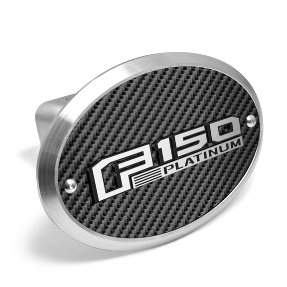 Ford F-150 Platinum 3D Logo on Carbon Fiber Look Oval Billet Aluminum 2 inch Tow Hitch Cover