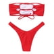 thumbnail image 2 of Gibobby Bañador de Bikini Traje de baño de control Bikini Traje de baño de cintura alta para dos mujeres Conjunto de tankinis(Rojo,CH), 2 of 5