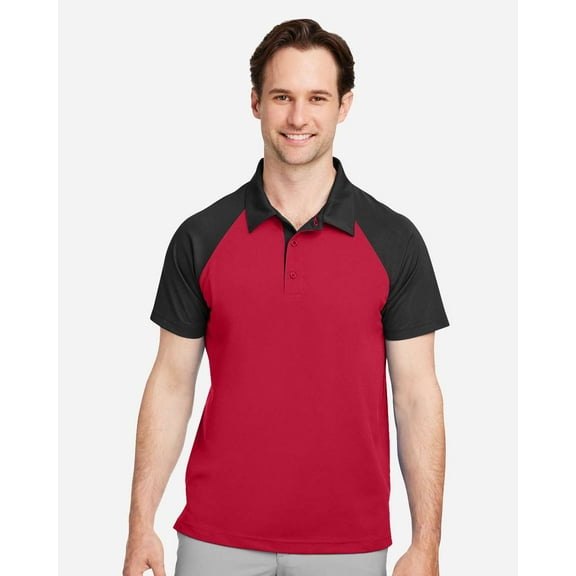 Team 365 TT21C Men's Command Snag-Protection Colorblock Polo-SPORT RED/ BLACK-2XL
